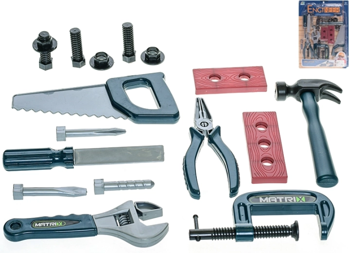 Set di attrezzi per bambini 17 pz su cartoncino
