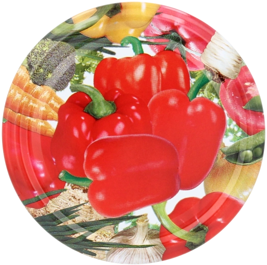 Coperchi metallici per conservazione 82 mm con motivo di peperoni, 10 pz