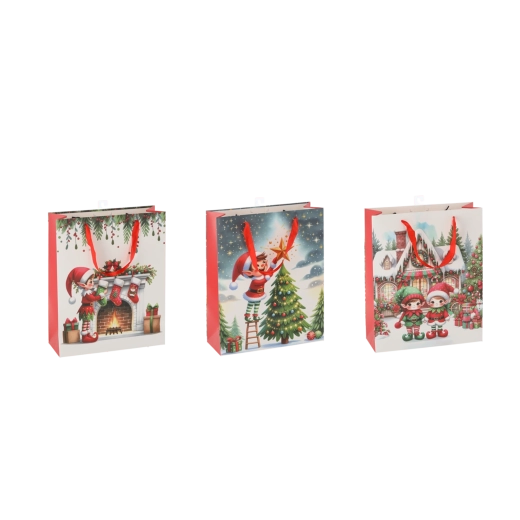 Borsa regalo Elfo di Natale 18 × 24 × 8 cm