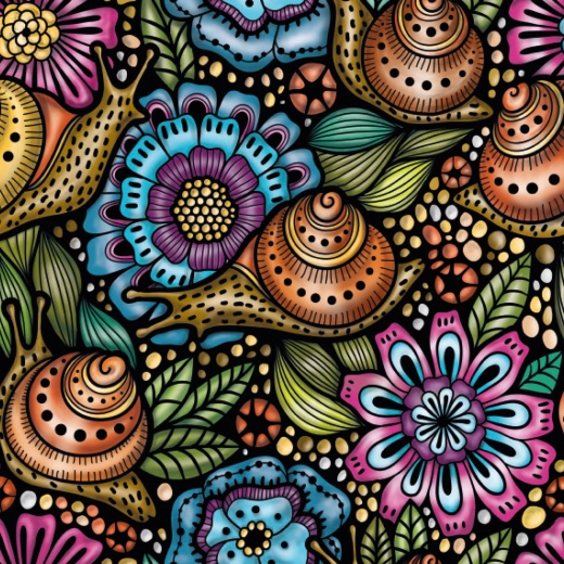 Puzzle quadrato Q Life: chiocciole sui fiori, 72 pezzi