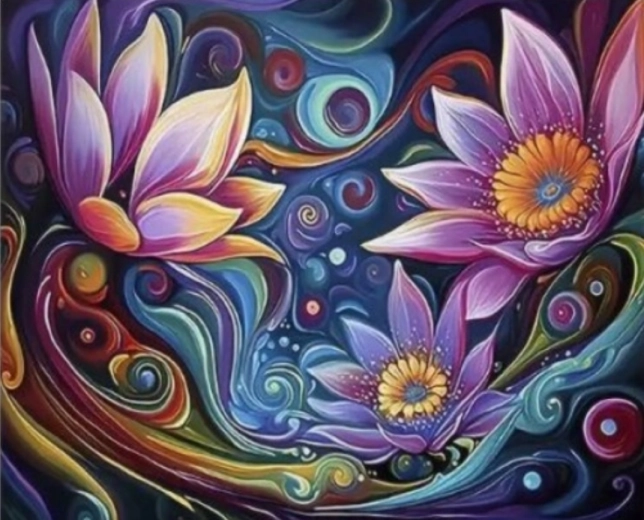 Pittura diamantata Fiori astratti 30 × 40 cm