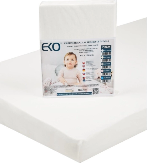 Lenzuolo con angoli EKO con elastico in jersey bianco 120 × 60 cm