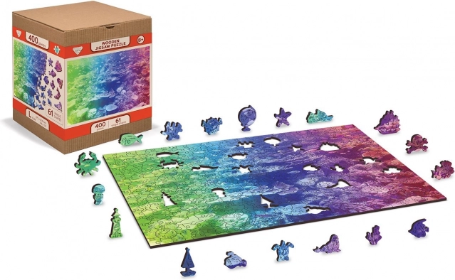 Puzzle in legno double-face Barriera Corallina 2in1, 100 pezzi