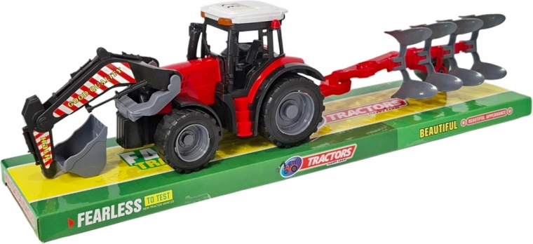 Trattore con aratro e caricatore frontale – giocattolo per bambini dai 3 anni