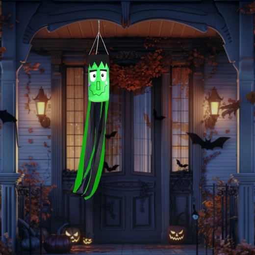 Manica a vento di Halloween Frankenstein verde 122 cm