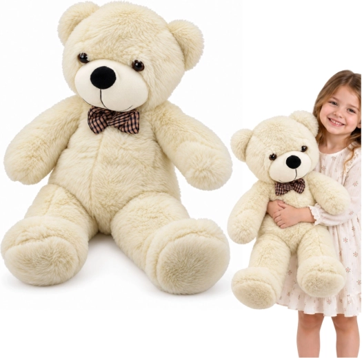 Orso di peluche con fiocco a quadretti 80 cm