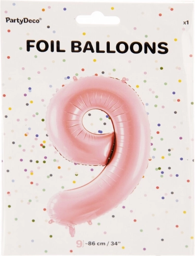 Palloncino in foil numero 9 rosa 86 cm
