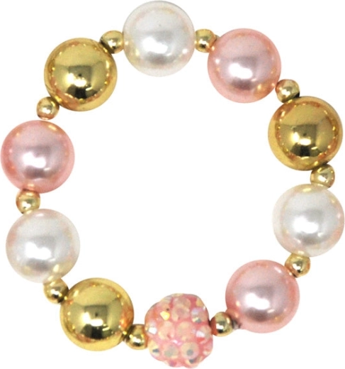 Bracciale per bambine in oro rosa con perle sintetiche Pink Poppy