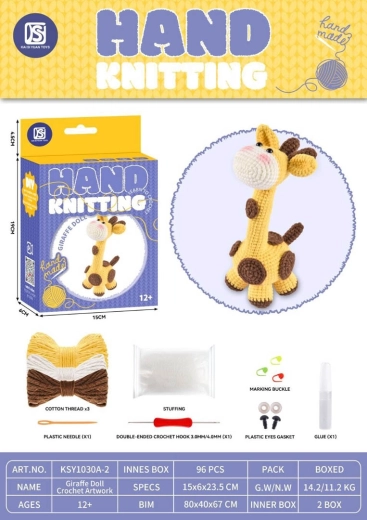 Kit creativo per realizzare un peluche in filato – giraffa