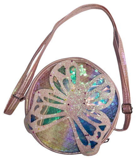 Borsetta per bambini PINK con farfalla scintillante e paillettes