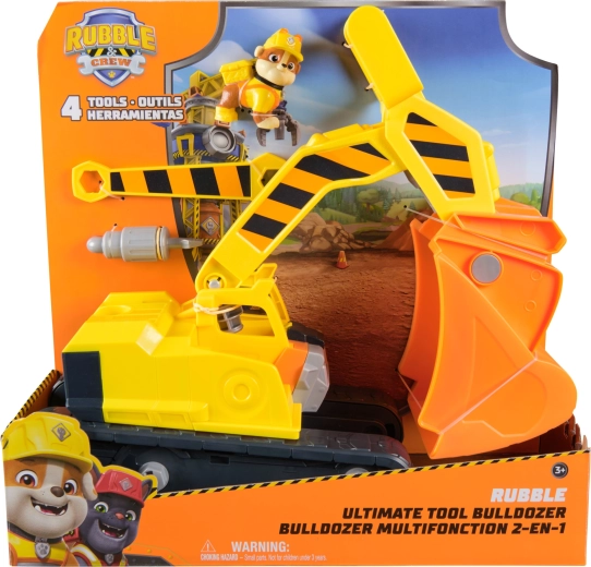 Paw Patrol Rubble e la sua squadra bulldozer con strumenti e personaggio