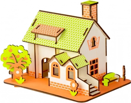 Woodcraft puzzle 3D in legno casa verde