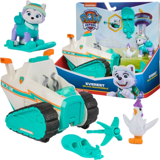 PAW Patrol motoslitta da neve Everest Deluxe con lanciatore e pulcino Chickaletta
