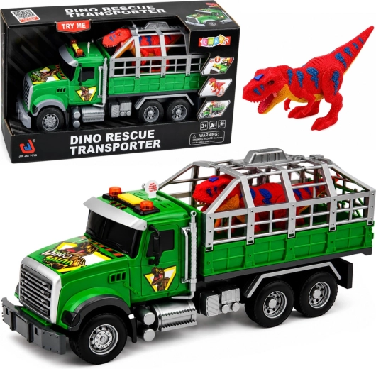 Trasportatore di dinosauri per bambini – camion con gabbia, suoni e luci 36 cm - 1 pezzo
