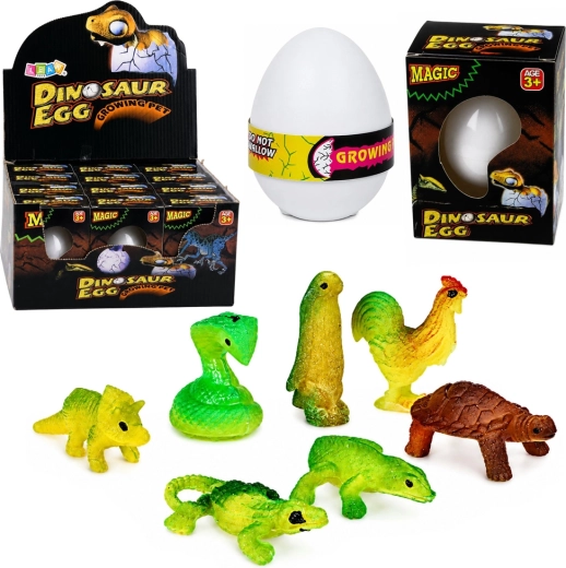 Uovo magico che si schiude con dinosauro che cresce in acqua, bianco 6,5 cm - 1 pezzo