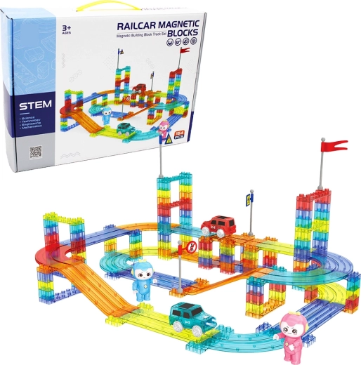 Pista da corsa magnetica 154 pezzi con auto elettriche