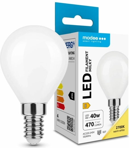 Modee Lampadina LED Filament Milky Globe Mini G45 4 W E14 bianco caldo
