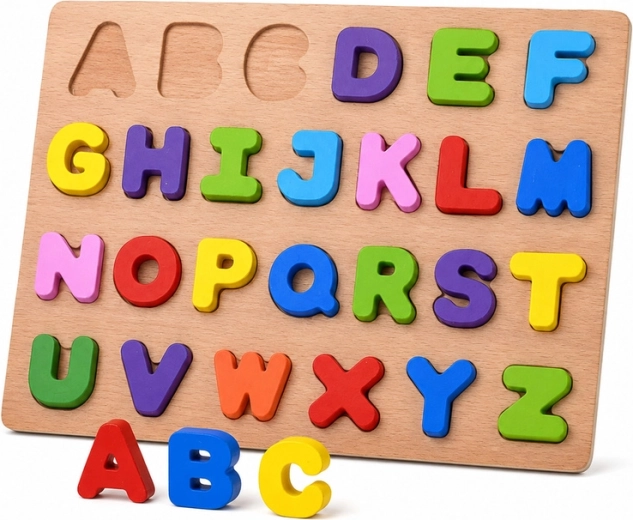 Puzzle in legno dell’alfabeto – letterine colorate (26 pezzi)