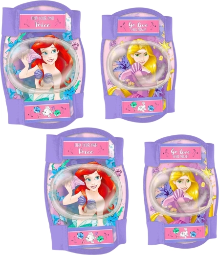Set di protezioni per ginocchia e gomiti per bambini Disney Principesse (Ariel e Rapunzel) – 4 pz