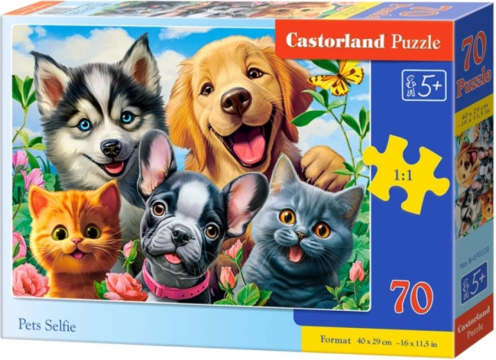 Puzzle 70 pezzi Cani e Gatti Selfie