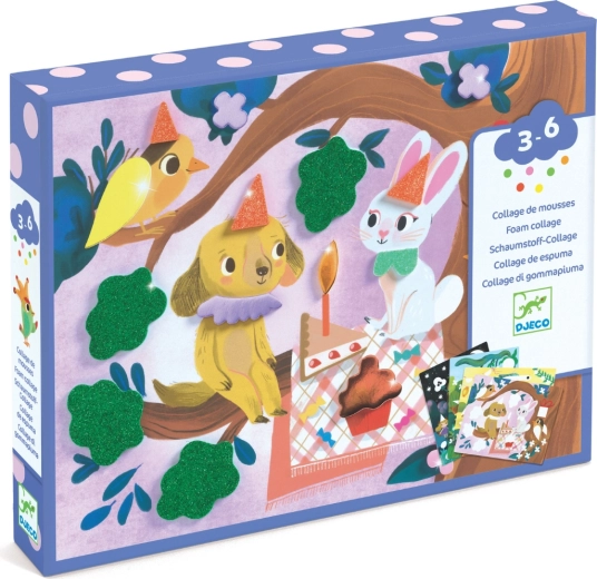 DJECO collage in gommapiuma Feste scintillanti – set creativo per bambini