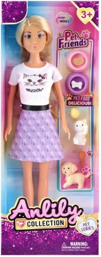 Bambola con animali domestici e accessori 30 cm