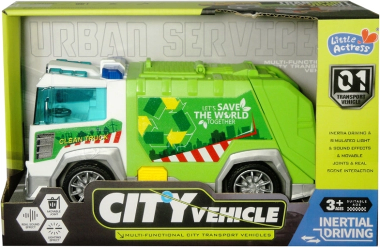 Camion della nettezza urbana con luce e suono