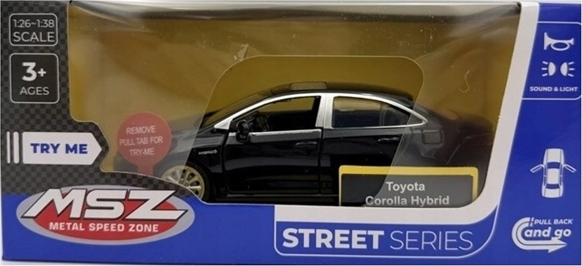 Modello di auto MSZ Toyota Corolla Hybrid con luci e suoni, nero