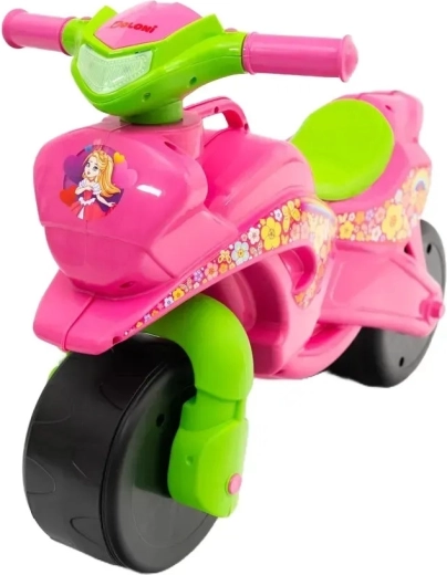 Cavalcabile per bambini Doloni a forma di moto rosa-verde