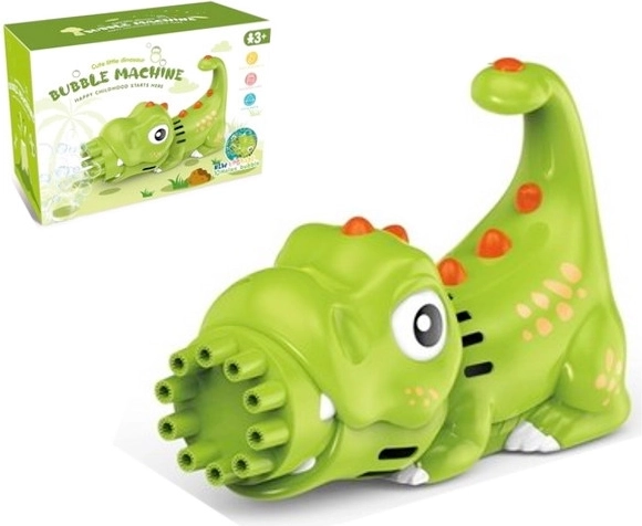 Pistola bolle di sapone per bambini a forma di dinosauro con contenitore per bolle