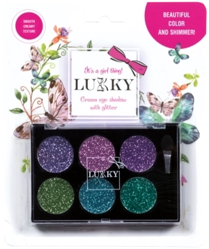 Ombretti cremosi Lukky con glitter e pennello, 6 colori