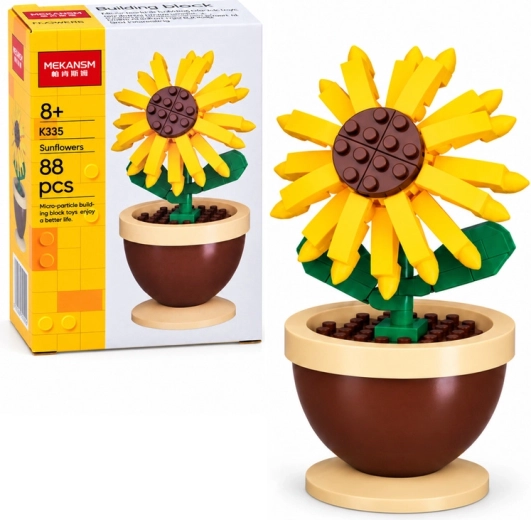 Set di costruzioni mini girasole in vaso, 88 pezzi