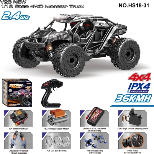 Auto fuoristrada RC Storm 1:18 con trazione integrale