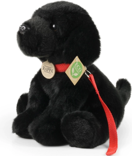 Rappa labrador di peluche nero con guinzaglio 28 cm eco‑friendly