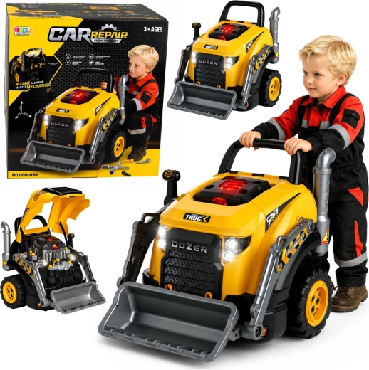 Bulldozer di montaggio per bambini piccolo meccanico con luci, suoni e vapore