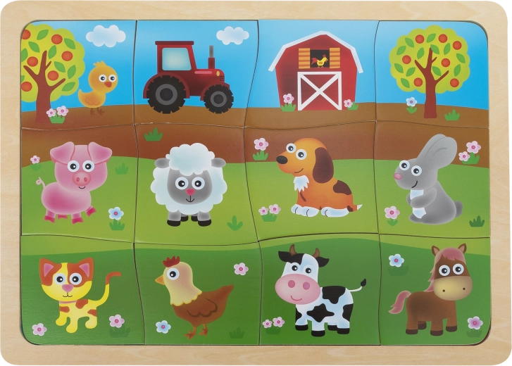 Puzzle in legno per bambini con animali della fattoria