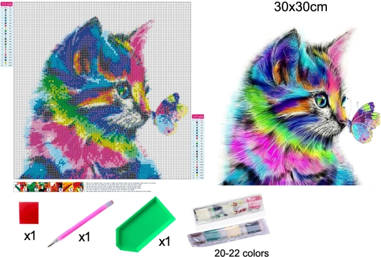 diamond painting gattino 30 × 30 cm