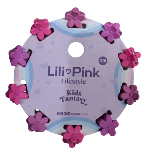Set di mollettine PINK a fiore rosa e viola (10 pz)