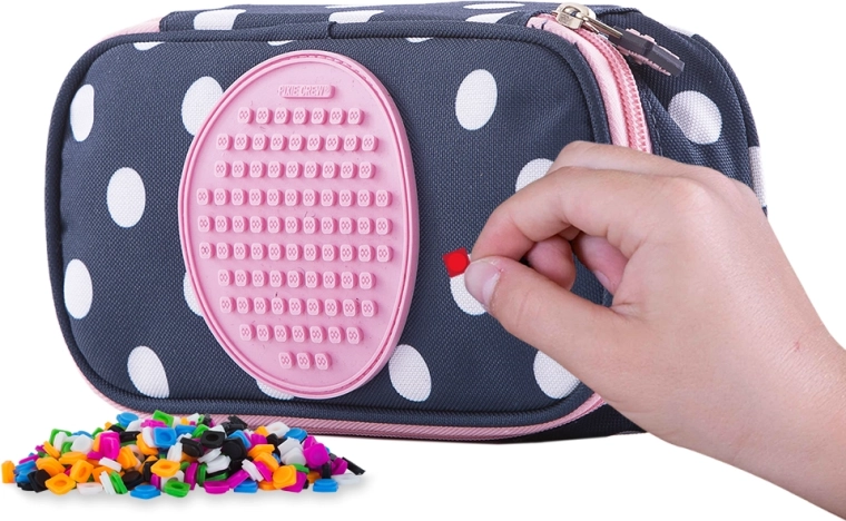 Astuccio scolastico Pixie Crew blu con pois bianchi