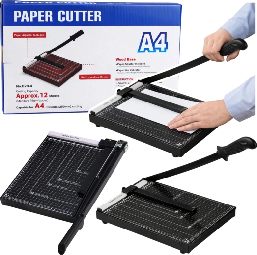 Taglierina da ufficio per carta A4, in metallo, nera