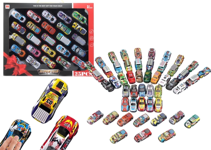 Set di macchinine con propulsione - collezione colorata di 25 pezzi