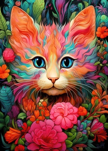 Puzzle gattino e fiore 300 pezzi