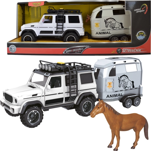 Fuoristrada con rimorchio e cavallo 1:14 con suoni e luci