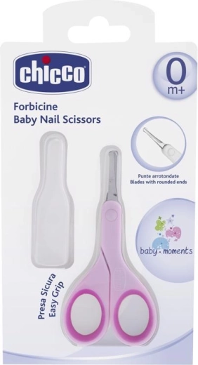 Forbicine per unghie Chicco per bambini con punta arrotondata, rosa