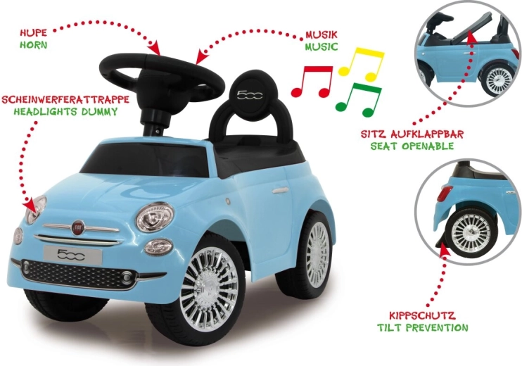Jamara cavalcabile Fiat 500 2 in 1 blu