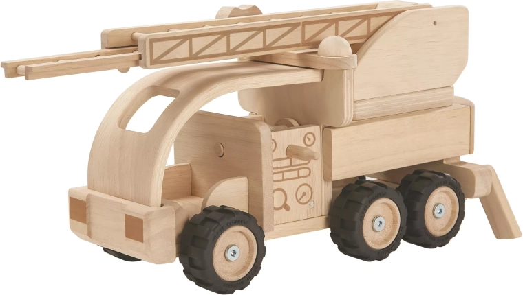 Camioncino dei pompieri in legno con scala PlanToys – edizione speciale