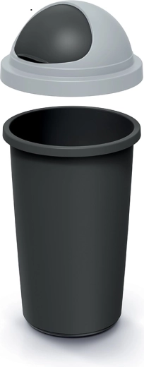 Pattumiera 50 l con coperchio, nero riciclato e grigio chiaro