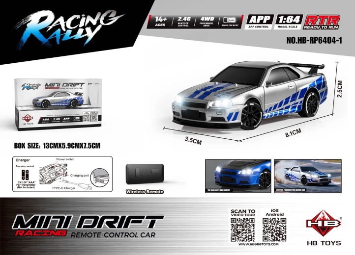Auto telecomandata Mini Drift SmokeRacer argento
