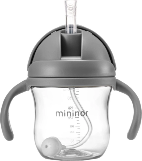 Borraccia con cannuccia Mininor Tritan Grey Seal 330 ml