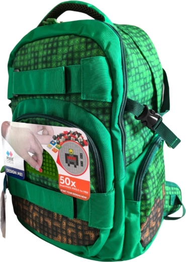 Zaino scolastico per studenti PIXIE CREW verde Mine&Craft 100 pixel